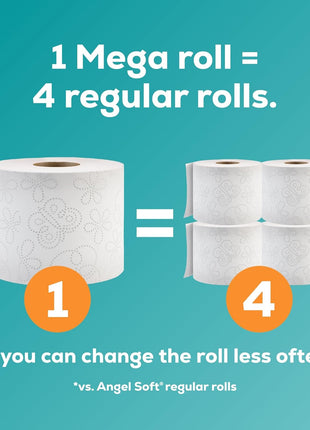 Angel Soft Toilet Paper, 16 Mega Rolls = 64 Regular Rolls, Soft and Strong Toilet Tissue