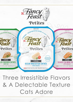 Purina Fancy Feast Gourmet Wet Cat Food Variety Pack, Petites Gravy Collection, break-apart tubs, 48 servings - (Pack of 24) 2.8 oz. Tubs