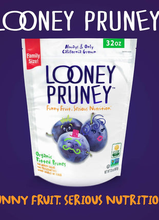 Looney Pruney Organic Pitted Dried Prunes for the Entire Family | Always California-Grown | Kosher | No Added Sugar & No Preservatives (32 oz)