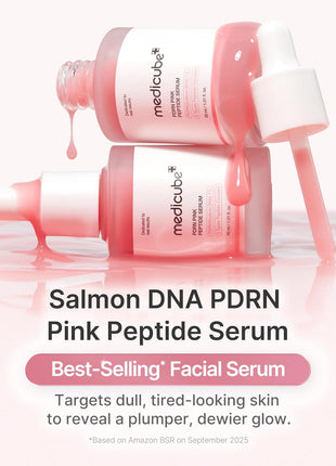 medicube PDRN Pink Peptide Serum with Salmon DNA | Pink Glow Serum with Peptides & Niacinamide for Hydration & Firm-Looking Skin | Uneven Tone Care | Korean Skincare, 1.01 fl. Oz