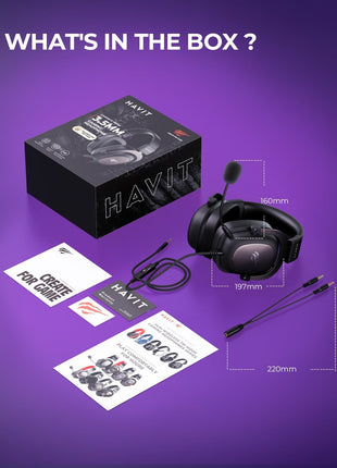 havit H2002d Gaming Headsets for PS4,PC, 53MM Drivers Surround Sound PS5 Headset with Mic Gaming Headphones with Mic Durable Aluminum Frame Valentines Gifts for Men
