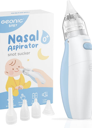 Baby Nasal Aspirator for Babies, Electric Nose Cleaner with 4 Suction Tips, Anti-Backflow, Low Noise, Portable Storage Case, BPA-Free, White