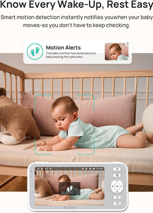 Dr.Care LumiView Smart WiFi Baby Monitor - 5inch 1080P FHD & 2K Camera App Control, Privacy Mode, 5000mAh Removable Battery,Cry & Motion Alerts, HD Night Vision, RGB Night Light, Multi-User, 1279ft Range