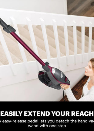 Shark HV371 Rocket Pro DLx Corded Stick, Removable Hand Vacuum, Advanced Swivel Steering, xL Cup, Crevice Tool, Upholstery Tool & Anti Allergen Dust Brush, Fuchsia, Capacity
