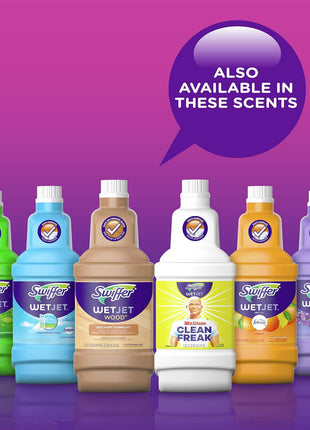 Swiffer WetJet Multi Purpose Floor Cleaner Solution with Febreze Refill, Hardwood Floor Cleaner, Lavender Scent, 1.25 Liter  42.2 Fl Oz (Pack of 2)