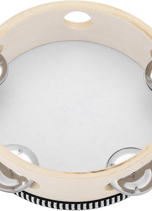 Hand Held Tambourine Drum 6 inch Bell Birch Metal Jingles Percussion Gift Musical Educational Drum Instrument for KTV Party Kids Games (6 inch)