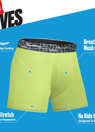 Hanes Boys' Underwear Boxer Briefs Pack, 6-pack, Hanes Moves X-temp Boxer Brief Underwear for Boys, Moisture-wicking