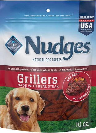 Blue Buffalo Nudges Grillers Natural Dog Treats, Made in the USA with Real Steak, 16-oz Bag