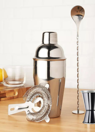 ZPUFAW 6-Piece Cocktail Shaker Set Bartender Kit Drink Shaker Bar Set | 24oz Martini Shaker, Strainer, Muddler, Jigger, Mixing Spoon, Pour Spout, Recipe Guide Stainless Steel Set Housewarming Gift