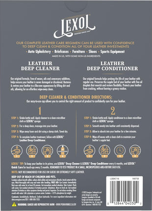 Lexol Leather Conditioner and Cleaner Kit by Lexol, Use on Furniture, Car Interiors, Shoes, Handbags, Includes 2 Application Sponges, Two-Step System, 16 oz Each
