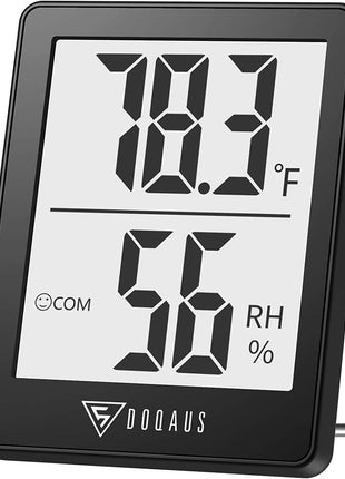 DOQAUS Digital Hygrometer Indoor Thermometer Humidity Meter Room Thermometer with 5s Fast Refresh Accurate Temperature Humidity Monitor for Home, Bedroom, Baby Room, Office, Greenhouse, Cellar (Black)