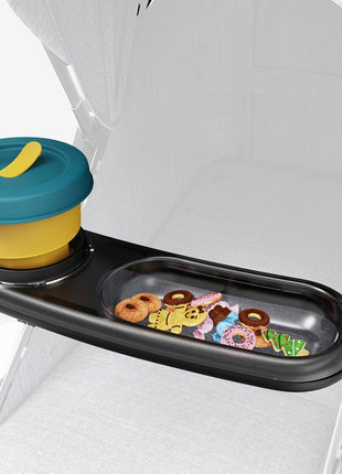 Snack Tray Fits for UPPAbaby Vista/Vista V2/Vista V3/Cruz/Cruz V2/ RumbleSeat/RumbleSeat V2, Stroller Tray with Cup Holder & Recessed Bowl, Dishwasher Safe, Quick Attachment, Folds with Stroller, Grey