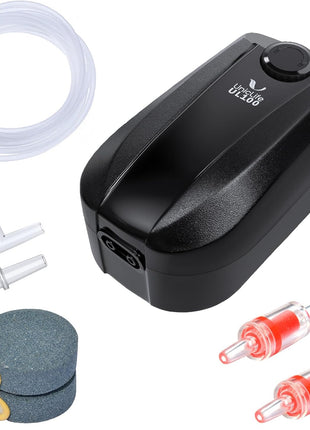 Uniclife Aquarium Air Pump Dual Outlet Fish Tank Aerator with Accessories for 5-200 Gallon Tank
