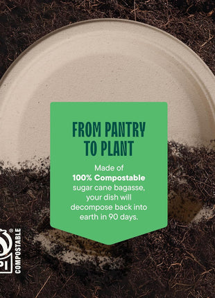 100% Compostable Paper Plates, Heavy Duty Disposable Plates [125-Pack] 9 Inch Plates - Eco-Friendly, Biodegradable Sugarcane Bagasse, Natural Unbleached Brown 9 inch Dinner Paper Plate Disposable