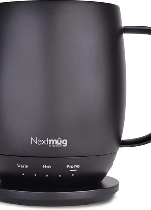 Nextmug - Temperature-Controlled, Self-Heating Coffee Mug | (Black - 14 oz.) – No App, Long-Lasting Battery for Work & Study, Great Gift for Coffee Lovers