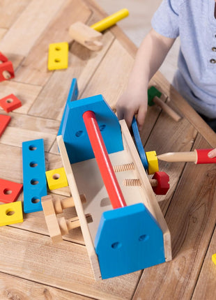 Melissa & Doug Take-Along Tool Kit Wooden Construction Toy (24 pcs)