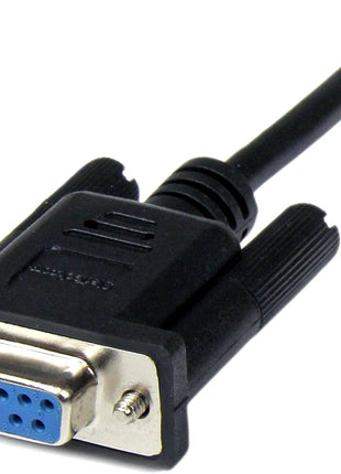 StarTech.com 2m Black DB9 Null Modem Serial Cable, Male to Female | 9 pin Null Modem Cable, Cross Wired, DB-9 (M) to DB-9 (F), Male to Female