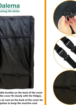 Outdoor Waterproof Refrigerator Covers for Outside Fridge,23"Wx23"Dx56"H | Heavy Duty 600D,Waterproof,Front Can Be Rolled-Up with Zippers For Patio Upright Freezer,Stand Up Fridge,Refrigerator,Black