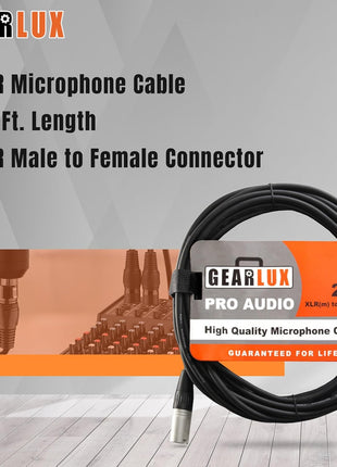 Gearlux XLR Microphone Cable, Fully Balanced, Male to Female, 25 Feet - 2 Pack