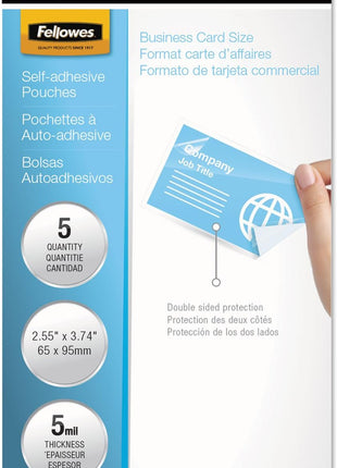 Fellowes 42064 Self Adhesive Laminating Pouches - Business 5-Pack (2.35 x 3.86)