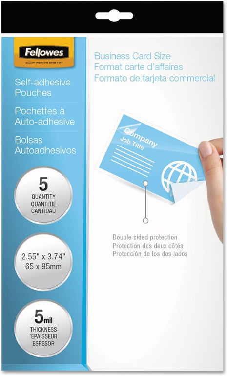 Fellowes 42064 Self Adhesive Laminating Pouches - Business 5-Pack (2.35 x 3.86)