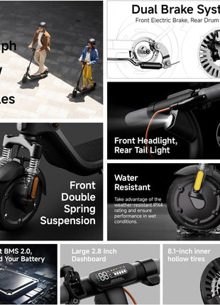 Segway Ninebot E2 Plus II/E2 Pro/E3 Pro Electric Scooter, 15.5–20 MPH, Long Range, Dual Elastomer Suspension (E3 Pro only), Foldable Adult Scooter, UL 2272 & 2271 Certified
