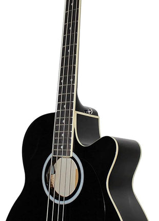 Vizcaya Full Size 4 Strings Cutaway Acoustic-Electric Bass Guitar With 4-Band Equalizer,5mm Padding Gig Bag,Strap, Picks-Black