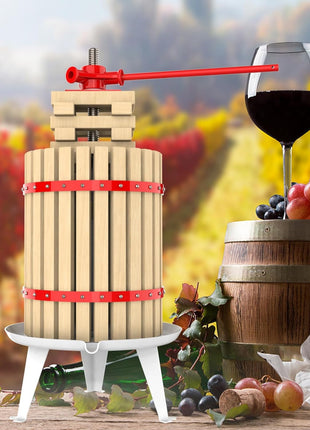 4.75 Gallon Fruit and Wine Press, Manual Cider Juice Maker with Solid Beech Wood Basket & Heavy-Duty Stand for Apples, Grapes, Berries