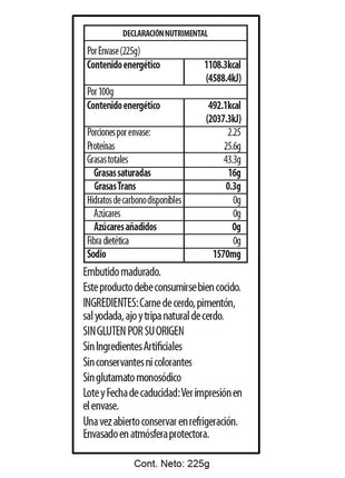 Chorizo Autentico Mild by Palacios. Imported from Spain. 7.9 Ounce