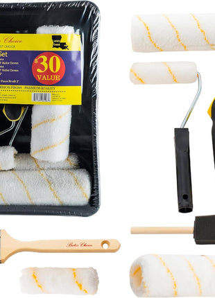 Bates- Paint Roller Kit, 19 pcs, Roller Set with Microfiber Sleeves & Frame | for Walls, Cabinets, Interior and Exterior Painting