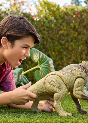 Mattel Jurassic World Rebirth Distortus Rex Rumble N Rampage Dinosaur Action Figure 22 Inch with 2 Attack Actions, Content-Accurate, Digital Play