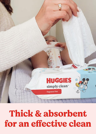 Huggies Simply Clean Unscented Baby Diaper Wipes, 11 Flip-Top Packs (704 Wipes Total), Packaging May Vary