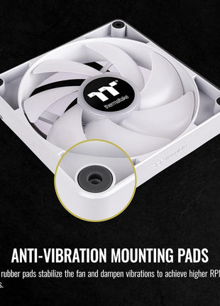 Thermaltake CT120 ARGB Sync PC Cooling Fan White (2-Fan Pack), 5V Motherboard Sync, 16.8 Million Colors 9 Addressable LEDs, 120 mm Hydraulic Bearing Case/Radiator Fan, CL-F153-PL12SW-A