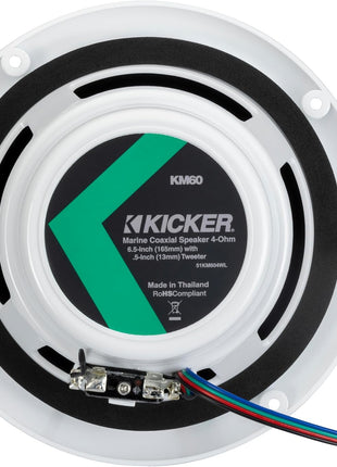 KICKER 51KM604WL KM 6.5 inch 4Ω LED Marine Coaxial Speakers - Pair