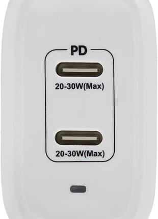 Tripp Lite USB-C Dual-Port Wall Charger, Compact Travel Size Folding Plug, USB 3.0, 40W Power Delivery Charging, Temperature Cooling Gallium Nitride Technology, 2-Year Warranty (U280-W02-40C2-G)