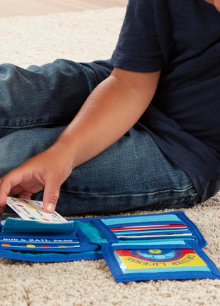 Melissa & Doug Pretend-to-Spend Toy Wallet With Play Money and Cards (45 pcs), Blue - FSC Certified