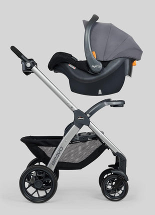 Chicco Bravo 3-in-1 Travel System, Quick-Fold Stroller with Car Seat | Camden colorway, KeyFit 30 car seat, 3 modes, UPF 50+ canopy, one-hand fold, all-wheel suspension, baby travel stroller