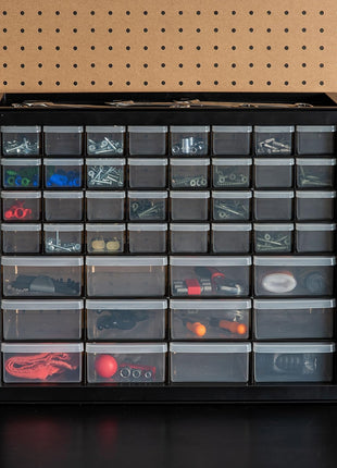 IRIS USA Small Parts Storage, Made in USA, Cabinet, 44-Drawer Organizer for Screws, Nuts, Bolts, Electronics, Hardware, Beads, Crafts, Building Bricks, Stackable Garage Storage – Black