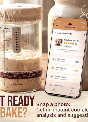 Superbaking Sourdough Starter Jar, Beginner Sourdough Starter Kit, 34oz Wide Mouth Sour Dough Glass Jar with Guides & Recipes, Sourdough Bread Baking Supplies, Sourdough Container Crock