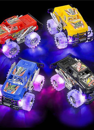 Light-Up Monster Truck Toys (2-Pack) ??Push-&-Go Cars with Glowing Wheels ??Birthday Gift for Toddlers, Boys & Girls Ages 3+ ??Durable Friction-Powered Trucks ??Batteries Included