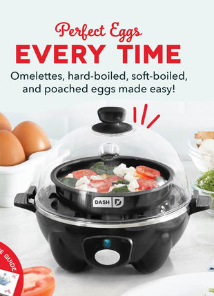 DASH Rapid Egg Cooker: 7 Egg Capacity Electric Egg Cooker for Hard Boiled Eggs, Poached Eggs, Scrambled Eggs, or Omelets with Auto Shut Off Feature   Black'