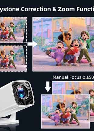 Mini Projector, Portable Projector 4K & Full HD 1080P Support, 270° Rotation Outdoor Projector, Movie Projector Compatible with Smartphone, TV Stick, Laptop, PS4, HDMI, USB