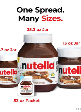 Nutella Creamy Chocolate Hazelnut Spread with Cocoa, Sweet topping for breakfast and desserts, 13 oz