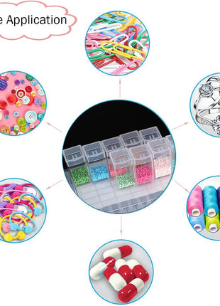 SanerDirect 60 Grids Bead Organizer Box, Diamond Painting Drill Storage Containers, Embroidery Beads Storage Box with Label