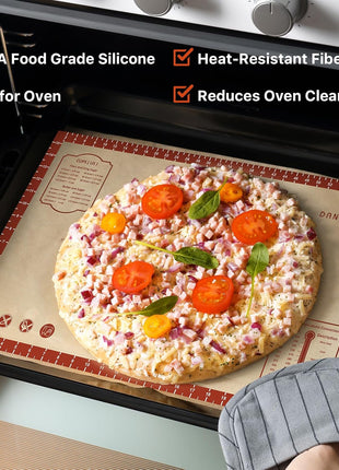 DANIA & DEAN 26"x16" Extra Thick Silicone Baking Mat for Pastry and Bread | Non-Slip & Non-Stick Mat with Measurements, for Pizza, Pie Crust, Dough Rolling, Pasta & Sourdough, Reusable Counter Sheet