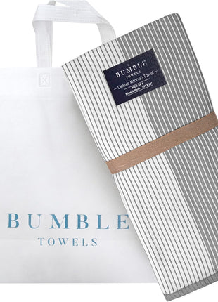 Premium Kitchen Towels 6 Pack 100% Cotton, 20"x28" Dish Towels - Grey | Large Flat & Terry Kitchen Linen Set with Hanging Loops, Highly Absorbent for Washing and Drying Dishes