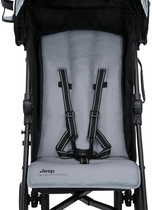 Jeep AdventureGlyde Stroller by Delta Children - Lightweight Travel Stroller with Smoothest Ride & Compact Fold, 3-Position Recline, Extra Large Storage Basket, Black/Grey