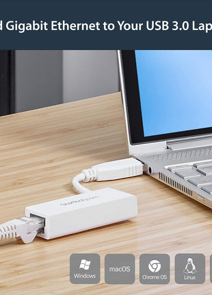 StarTech.com USB 3.0 to Gigabit Ethernet NIC Network Adapter - 10/100/1000 Network Adapter - USB to Ethernet LAN Adapter - USB to RJ45