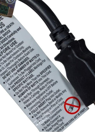Cablelera Power Cord Extension and Splitter, NEMA 5-15P to NEMA 5-15R x 2, 16 AWG, 13A, 125V (ZWACPQAG-14) Black