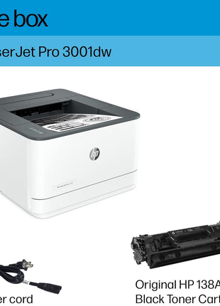 HP Laserjet Pro 3001dw Wireless Black & White Printer, Best-for-Office (3G65OF)